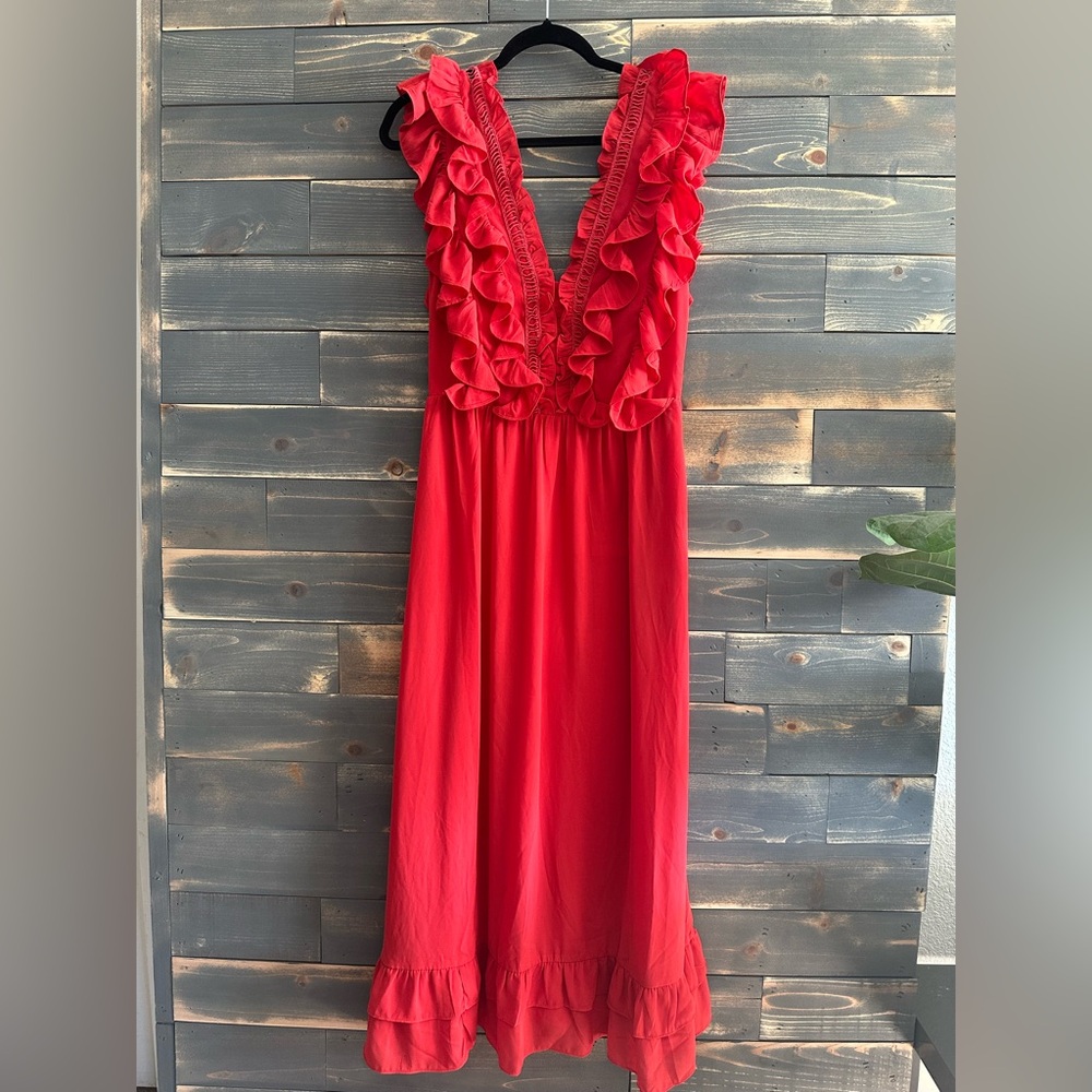 Elegant Red Ruffle Dress